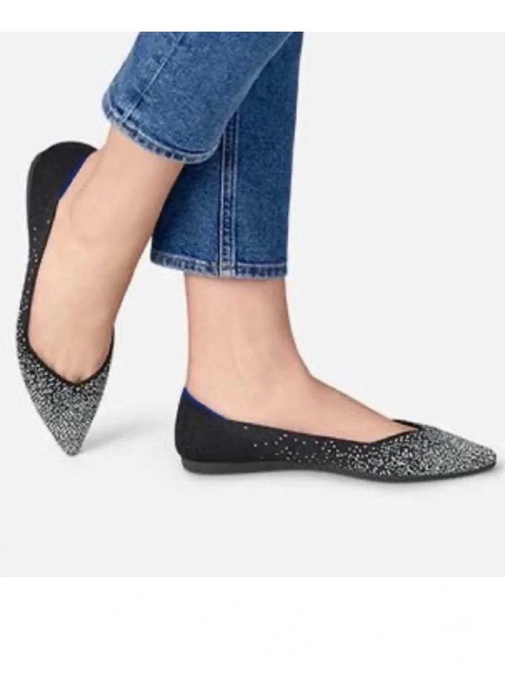 Rothy's Limited Edition The Point Toe Slate Metallic Flats Retired Size 8 NWOB